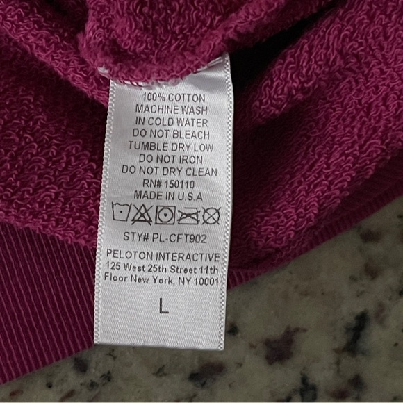 Peloton Size Large Everyday Oversized Crewneck Pink Sweatshirt Rose Cotton USA - Picture 4 of 7